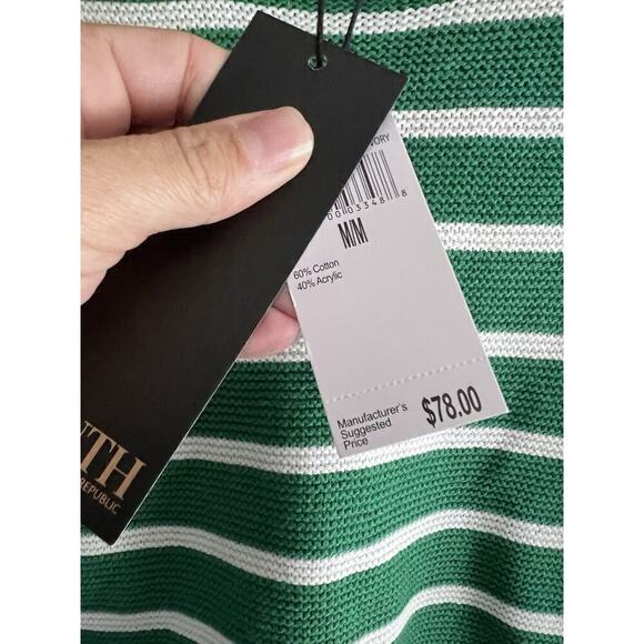 Truth green striped crewneck Cropped sweater Women Size Medium Classic Nautical - Picture 2 of 7